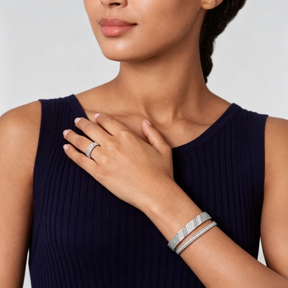 [Auream] THREE-ROW DIAMOND RING