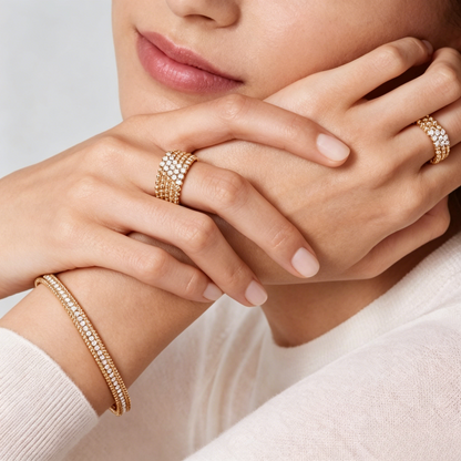 [Auream] THREE-ROW DIAMOND RING