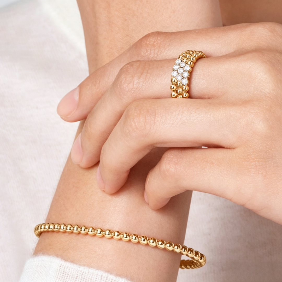 [Auream] THREE-ROW DIAMOND RING