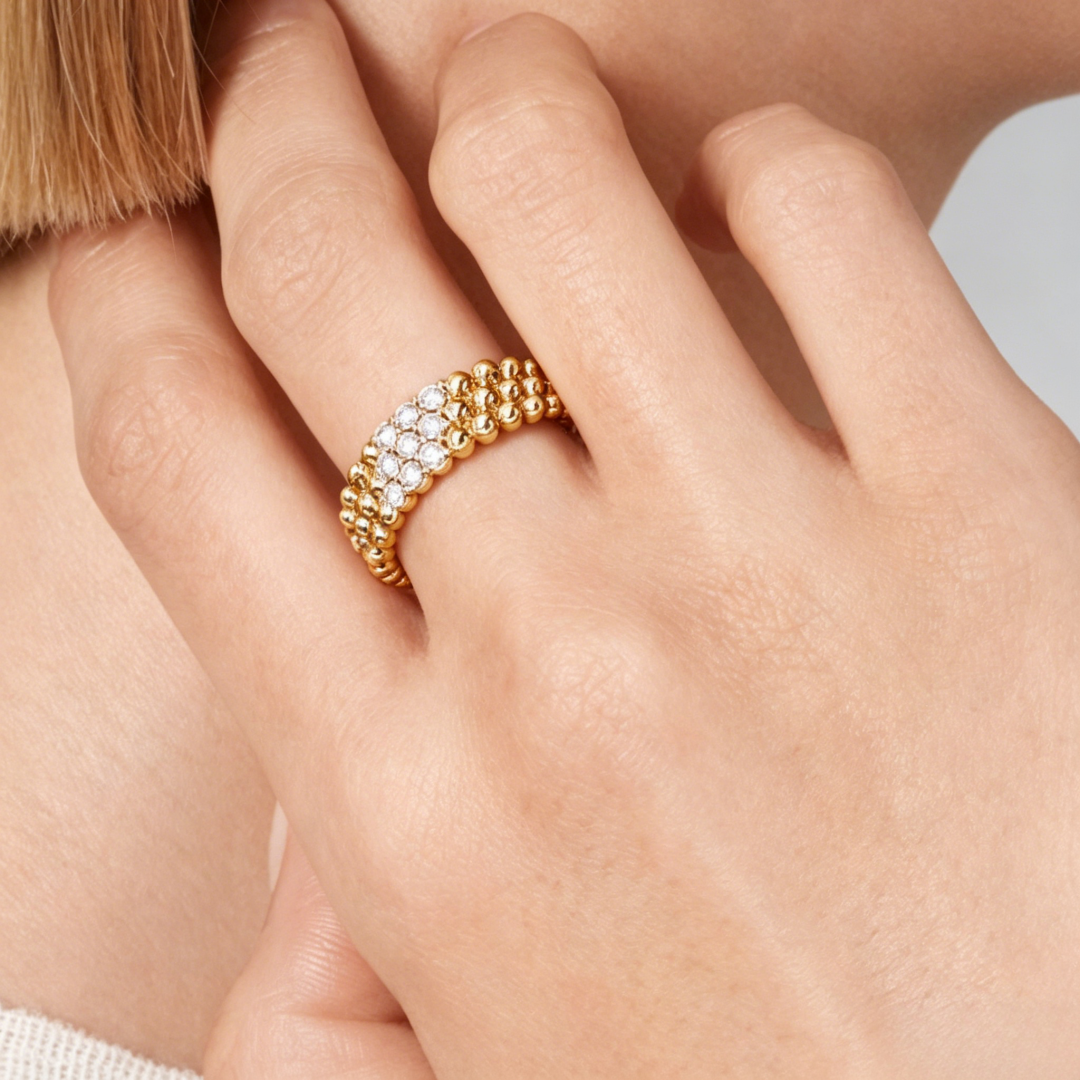[Auream] THREE-ROW DIAMOND RING