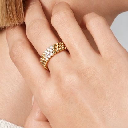 [Auream] THREE-ROW DIAMOND RING