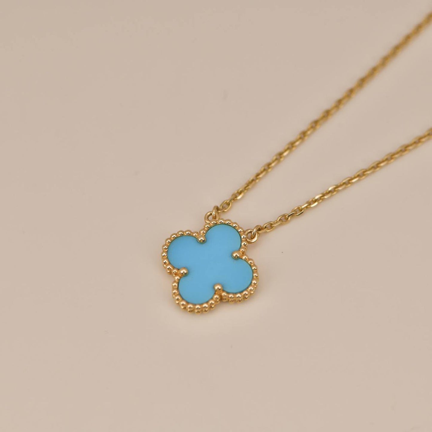 [Auream]CLOVER 15MM VINTAGE TURQUOISE NECKLACE