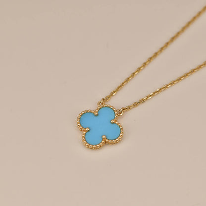 [Auream]CLOVER 15MM VINTAGE TURQUOISE NECKLACE