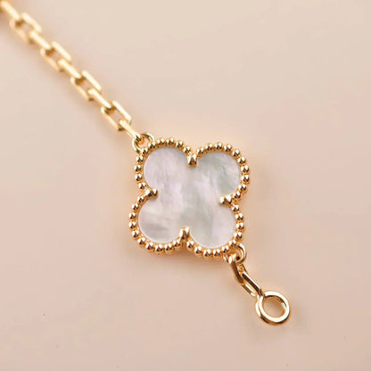 [Auream]CLOVER WHITE PEARL MOP 5 MOTIF BRACELET COLLECTION