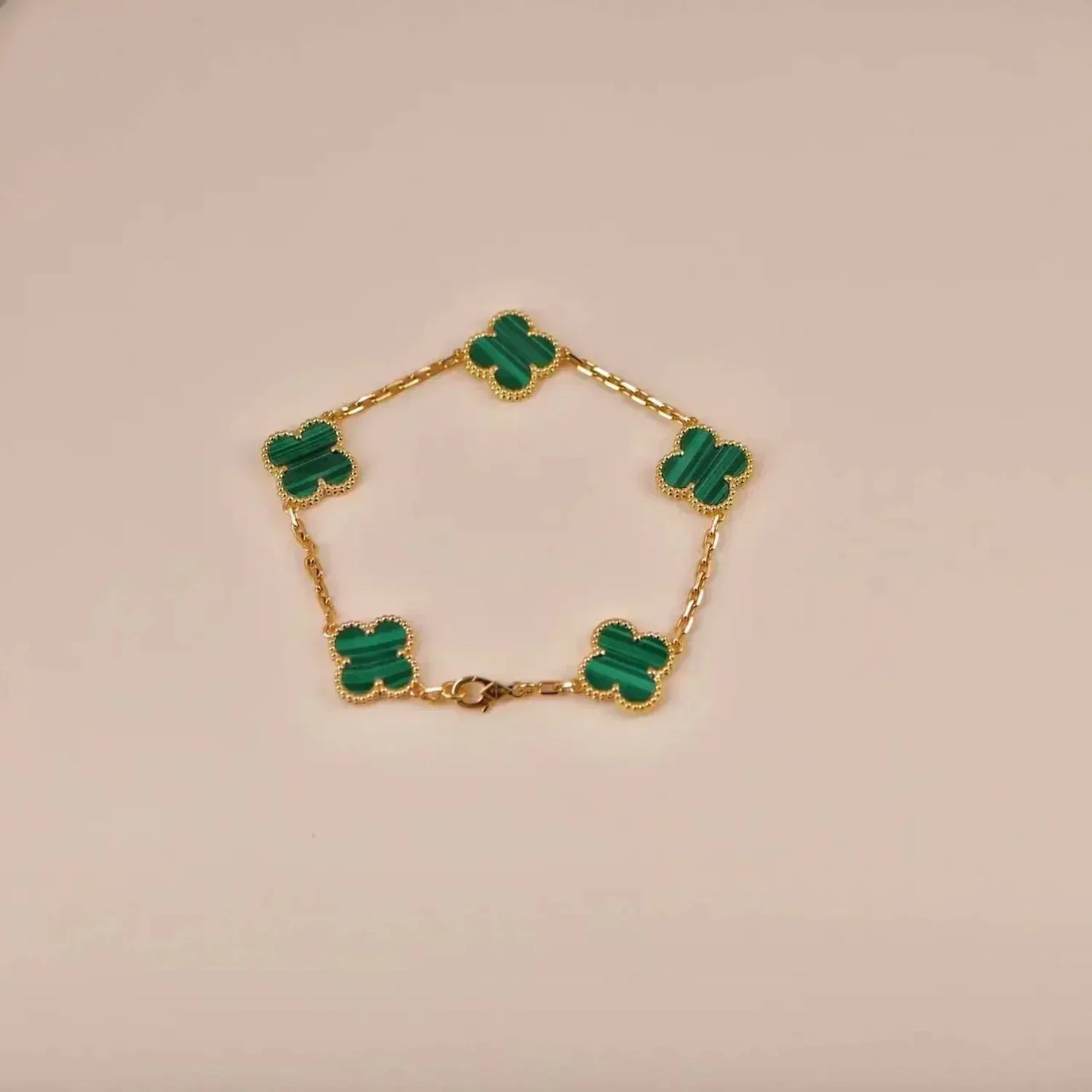 [Auream] CLOVER 5 MOTIF MALACHITE BRACELET COLLECTION