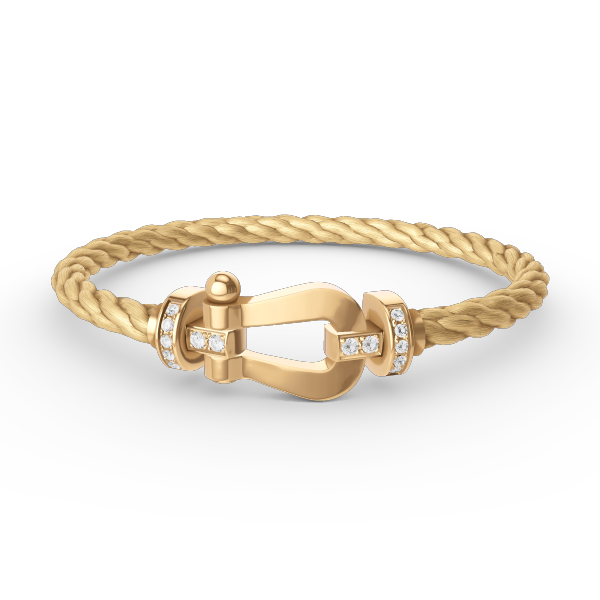 [Auream]FORCE LARGE HORSESHOE HALF DIAMOND BRACELET GOLD