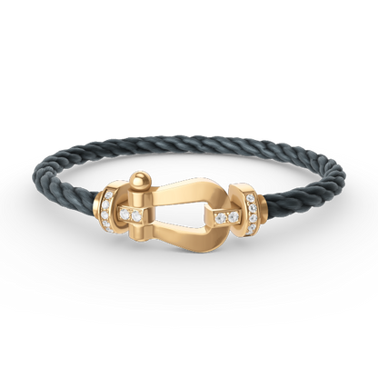 [Auream]FORCE LARGE HORSESHOE HALF DIAMOND BRACELET GOLD