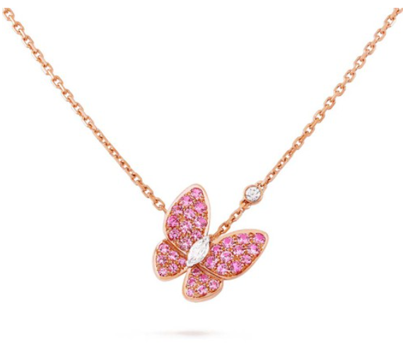 [Auream]BUTTERFLY RED DIAMOND ROSE GOLD NECKLACE