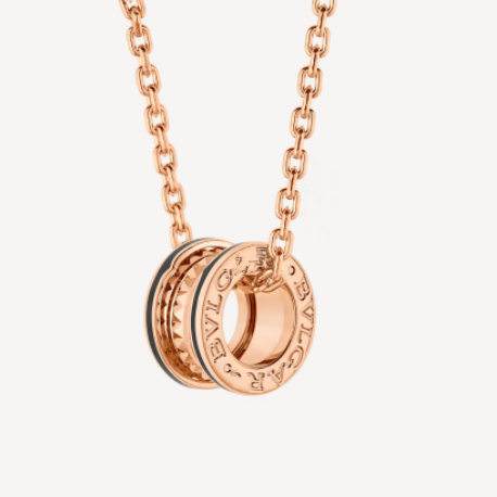 [Auream]ZERO 1 ROCK PEDANT PINK GOLD BLACK NECKLACE