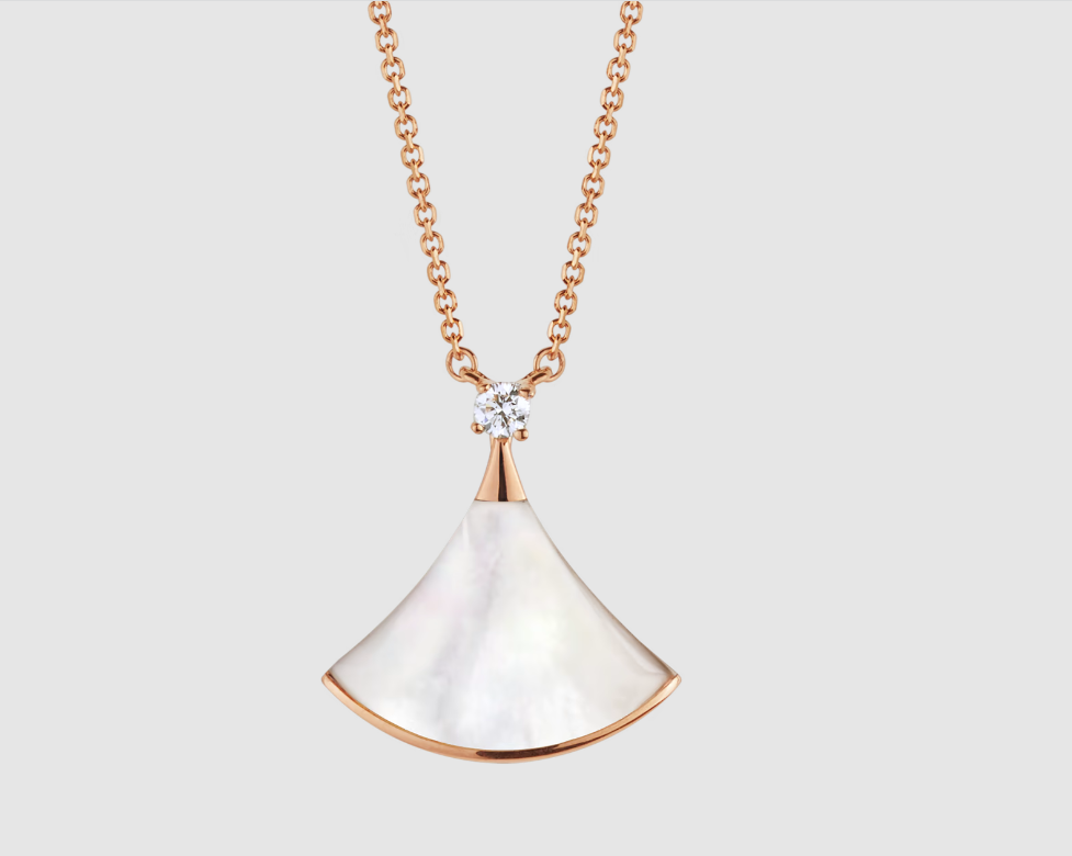 [Auream]DREAM NECKLACE WHITE MOP PINK GOLD 1 DIAMOND