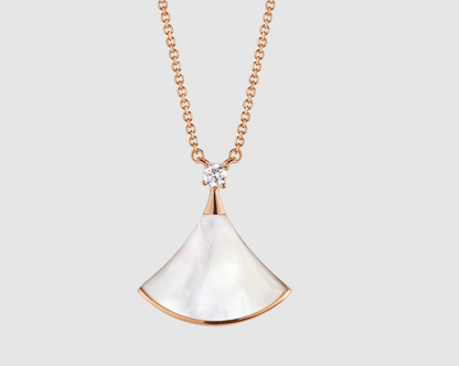 [Auream]DREAM NECKLACE WHITE MOP PINK GOLD 1 DIAMOND