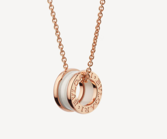 [Auream]ZERO 1 WHITE CERAMIC PINK GOLD NECKLACE