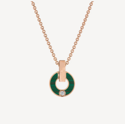 [Auream]GARI NECKLACE PINK GOLD MALACHITE