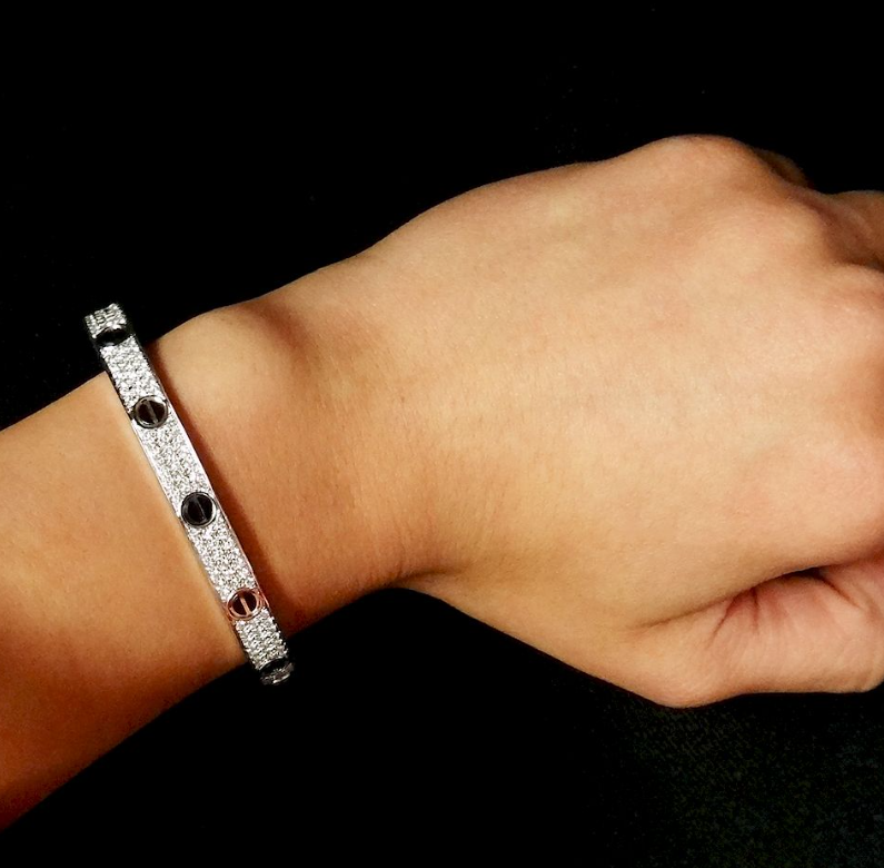 [Auream]LOVE BRACELET 6.1MM DIAMOND-PAVED CERAMIC