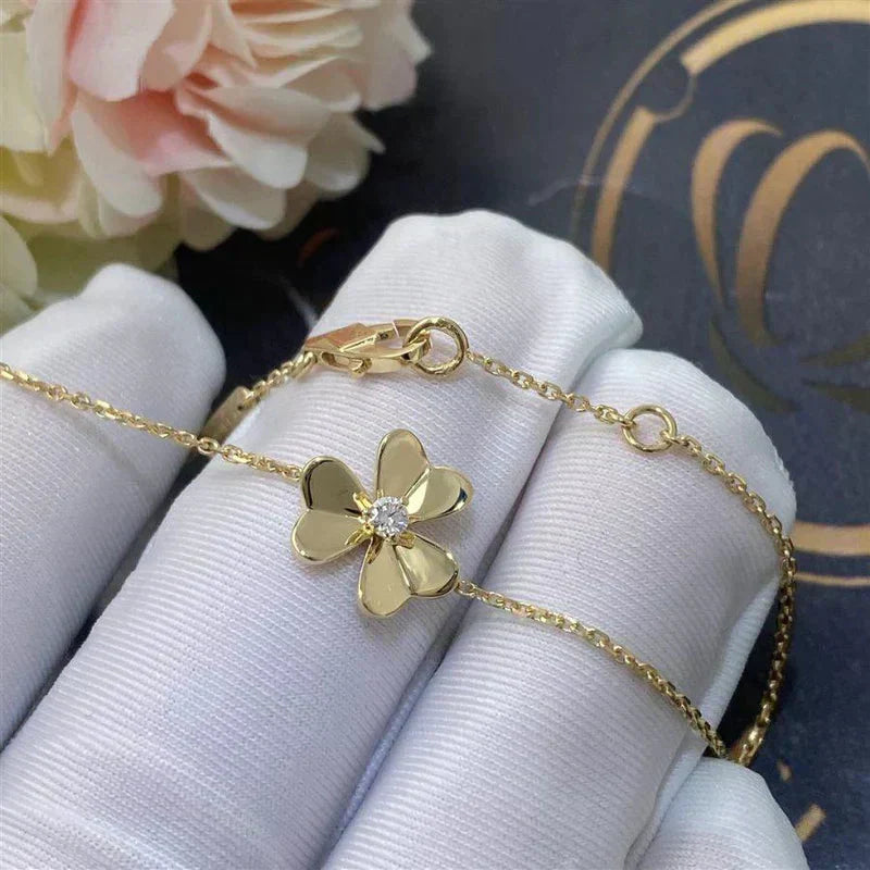 [Auream]FRIVOLE GOLD FLOWER PINK MALACHITE BRACELET