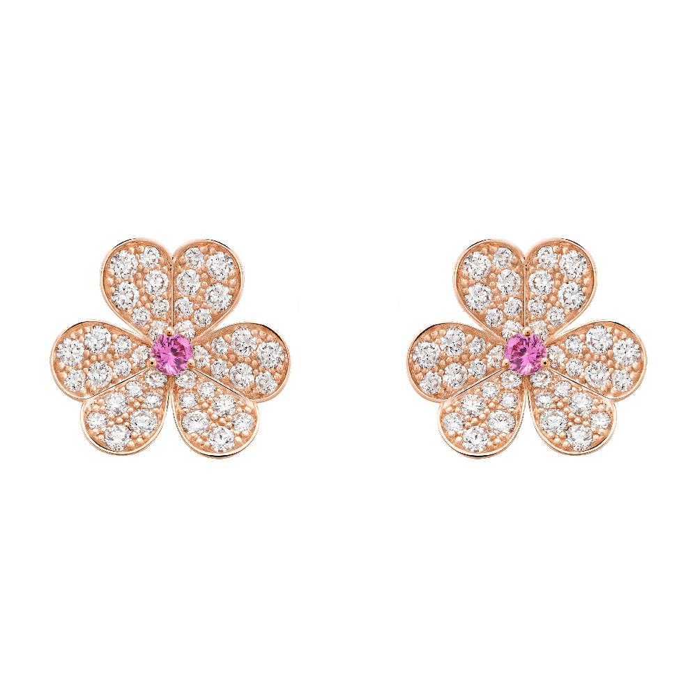 [Auream]FRIVOLE PINK GOLD FLOWER DIAMOND EARRINGS