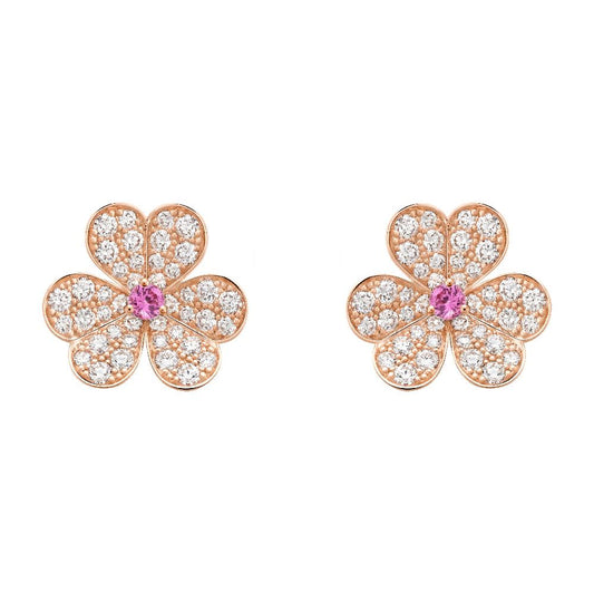 [Auream]FRIVOLE PINK GOLD FLOWER DIAMOND EARRINGS