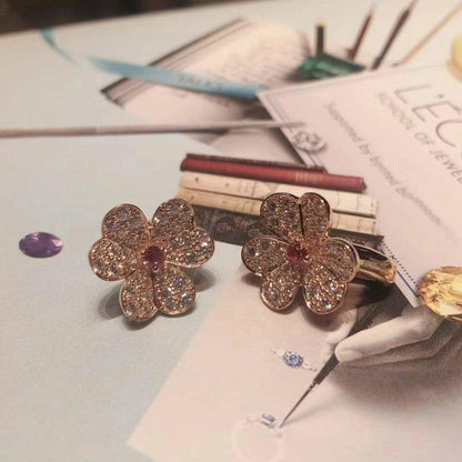 [Auream]FRIVOLE PINK GOLD FLOWER DIAMOND EARRINGS