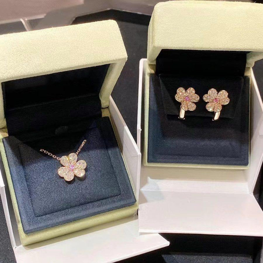 [Auream]FRIVOLE ROSE GOLD FLOWER DIAMOND NECKLACE