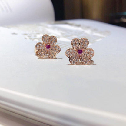[Auream]FRIVOLE PINK GOLD FLOWER DIAMOND EARRINGS