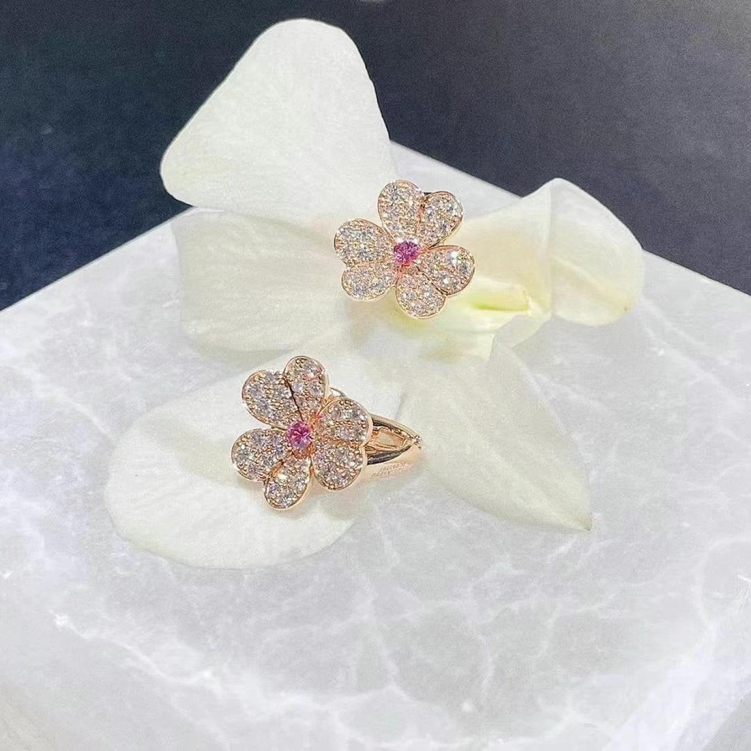 [Auream]FRIVOLE PINK GOLD FLOWER DIAMOND EARRINGS