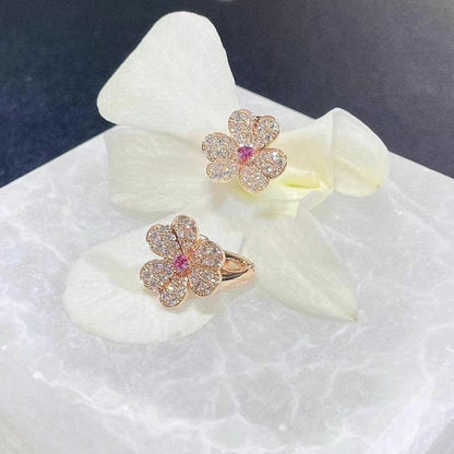 [Auream]FRIVOLE PINK GOLD FLOWER DIAMOND EARRINGS