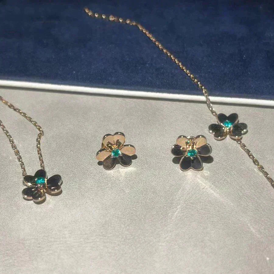 [Auream]FRIVOLE  FLOWER MALACHITE EARRINGS