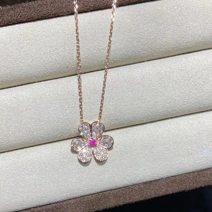 [Auream]FRIVOLE ROSE GOLD FLOWER DIAMOND NECKLACE