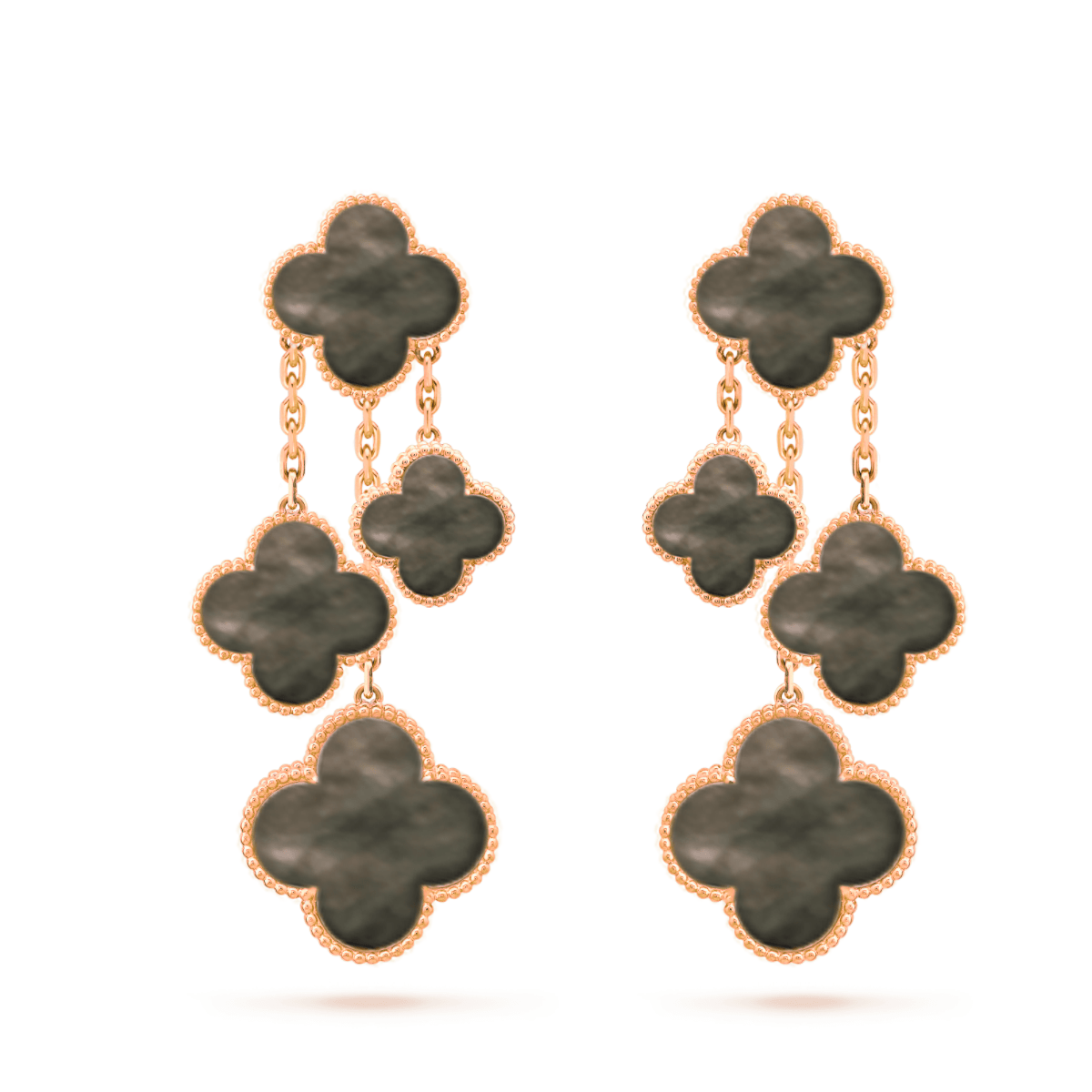 [Auream]CLOVER EARRINGS DARK MOP 4 MOTIFS ROSE GOLD
