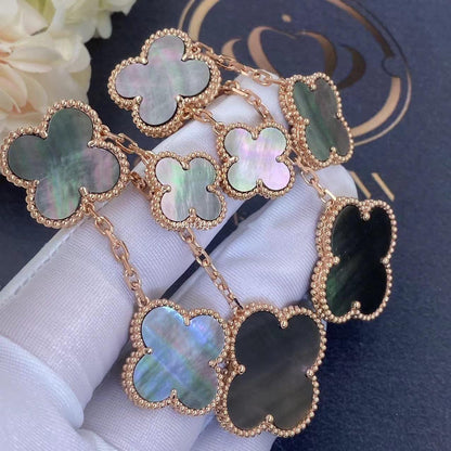 [Auream]CLOVER EARRINGS DARK MOP 4 MOTIFS ROSE GOLD