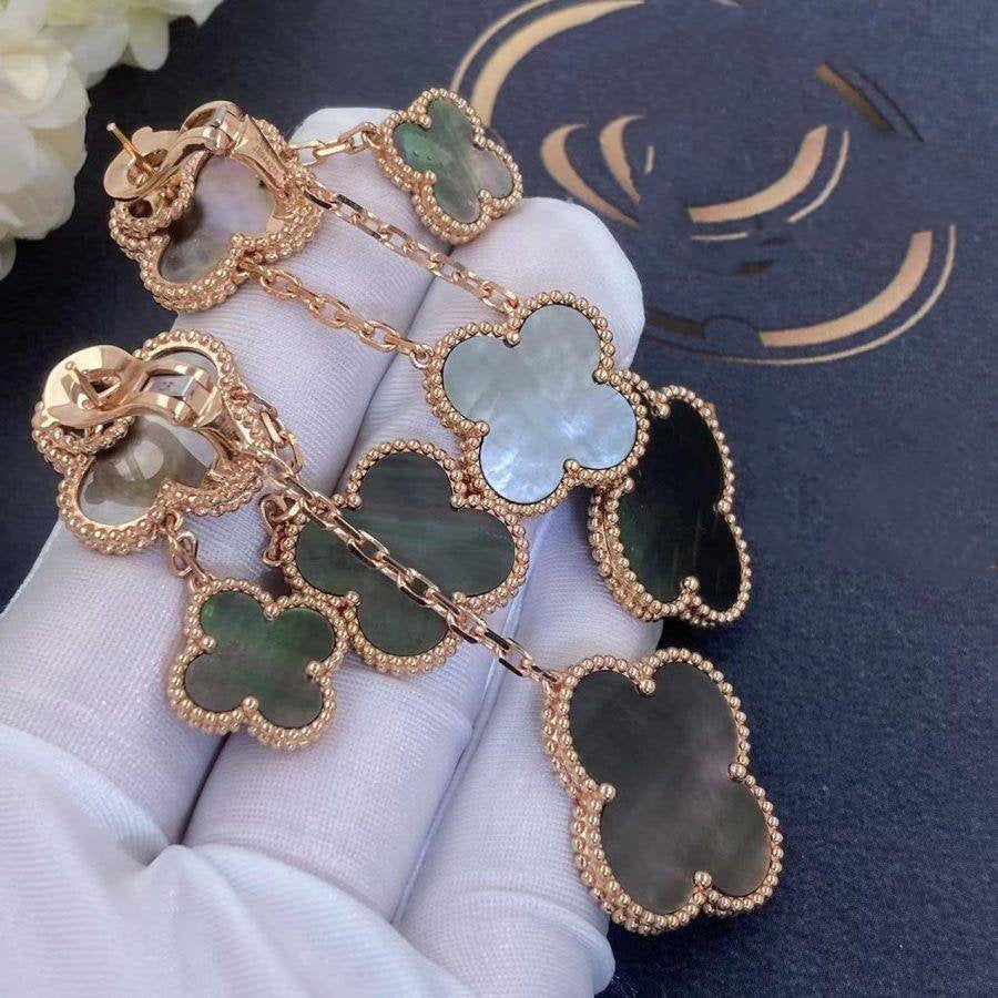 [Auream]CLOVER EARRINGS DARK MOP 4 MOTIFS ROSE GOLD