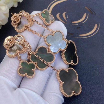 [Auream]CLOVER EARRINGS DARK MOP 4 MOTIFS ROSE GOLD