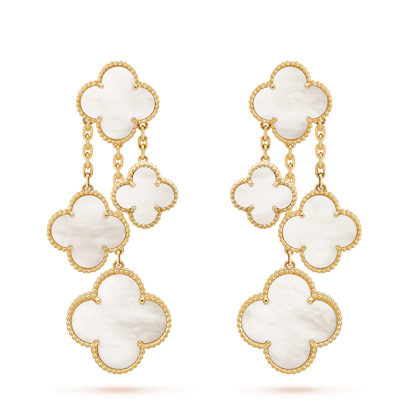 [Auream]CLOVER EARRINGS WHITE MOP 4 MOTIFS GOLD