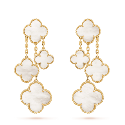 [Auream]CLOVER EARRINGS WHITE MOP 4 MOTIFS GOLD