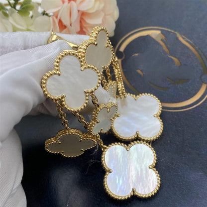 [Auream]CLOVER EARRINGS WHITE MOP 4 MOTIFS GOLD