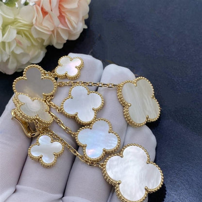 [Auream]CLOVER EARRINGS WHITE MOP 4 MOTIFS GOLD