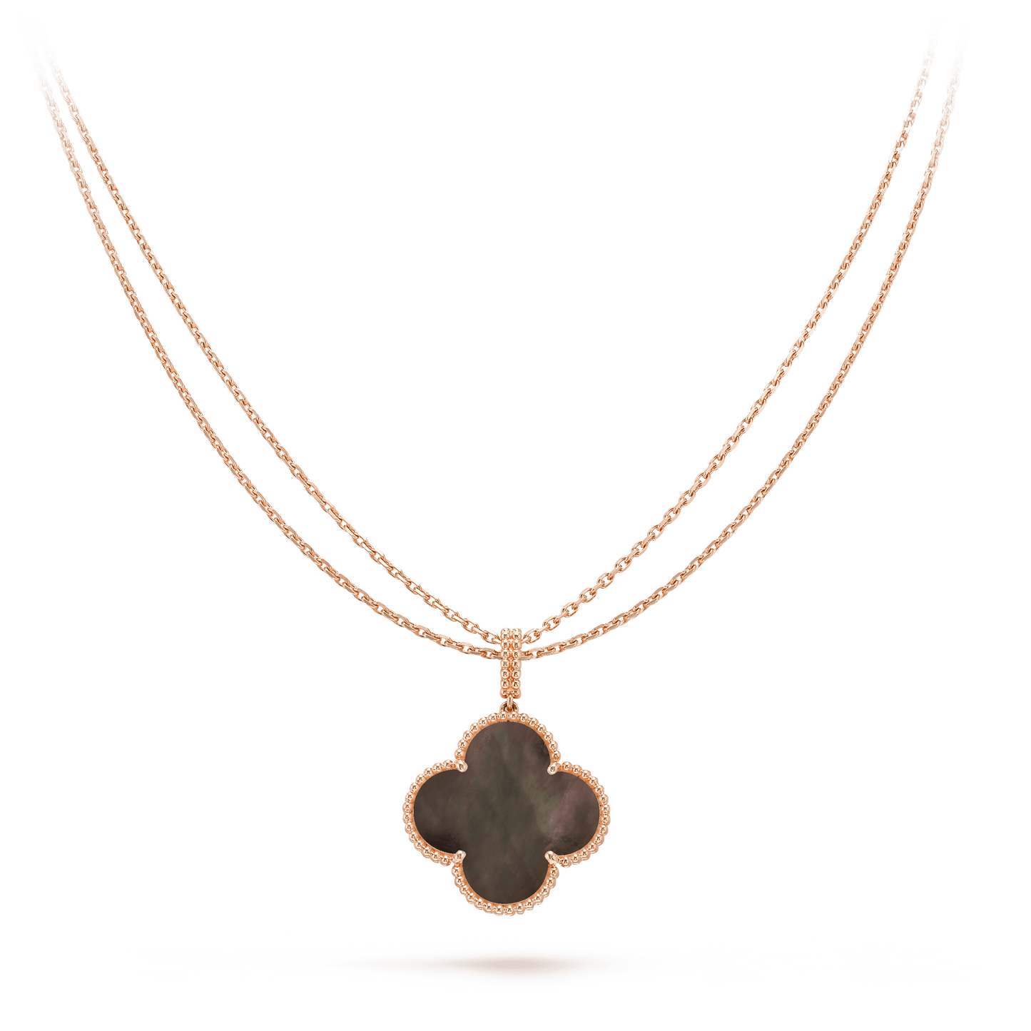 [Auream]CLOVER 25MM GOLD DARK MOP BIG CLOVER NECKLACE