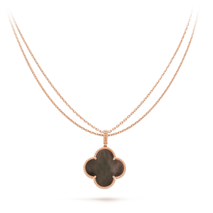 [Auream]CLOVER 25MM GOLD DARK MOP BIG CLOVER NECKLACE