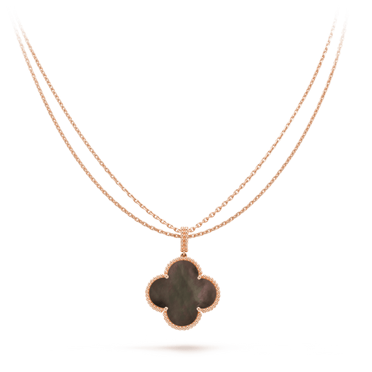[Auream]CLOVER 25MM GOLD DARK MOP BIG CLOVER NECKLACE