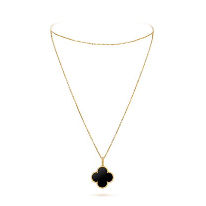 [Auream]CLOVER 25MM GOLD ONYX BIG CLOVER NECKLACE