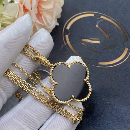 [Auream]CLOVER 25MM GOLD ONYX BIG CLOVER NECKLACE