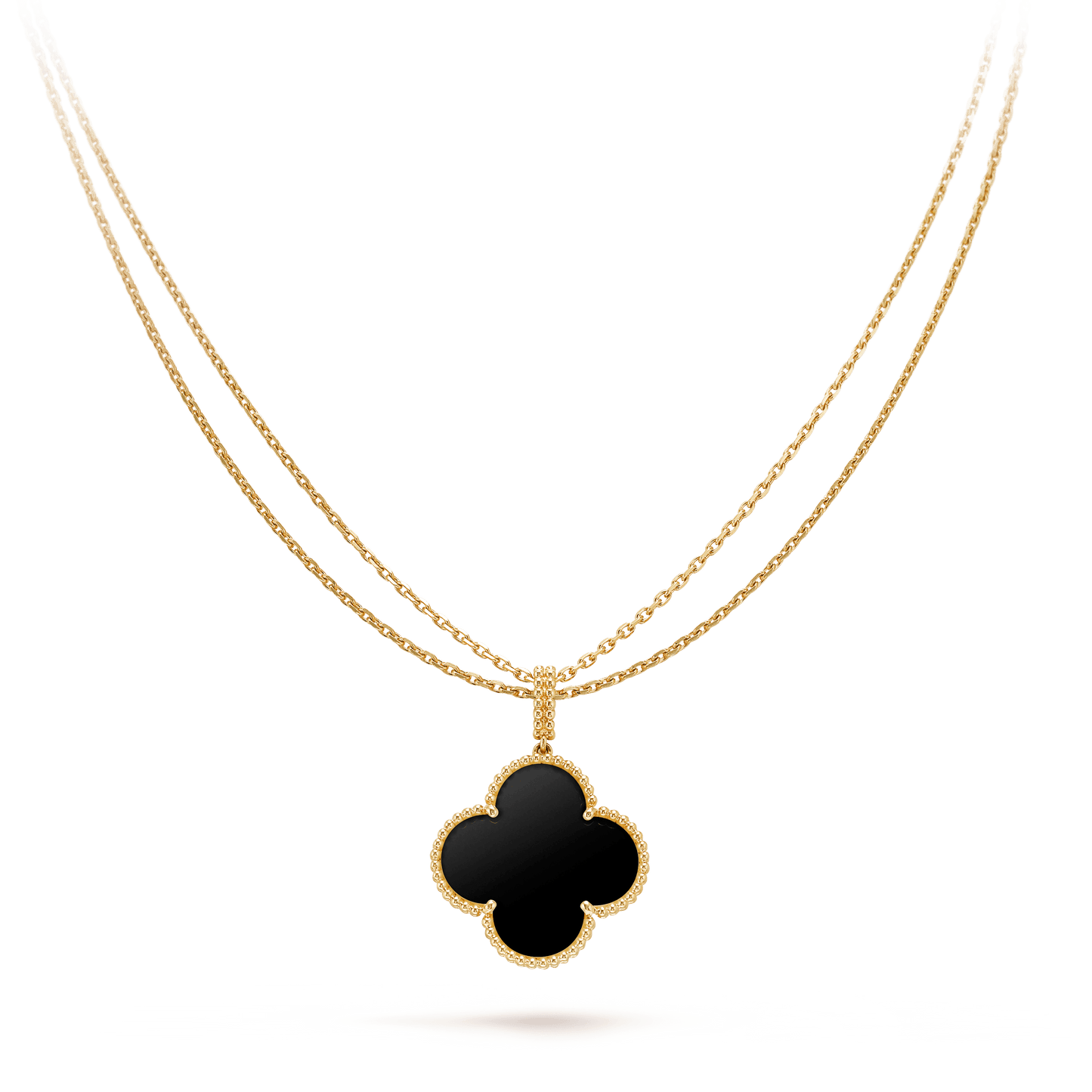 [Auream]CLOVER 25MM GOLD ONYX BIG CLOVER NECKLACE