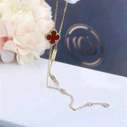 [Auream]CLOVER  CARNELIAN SINGLE FLOWER BRACELET