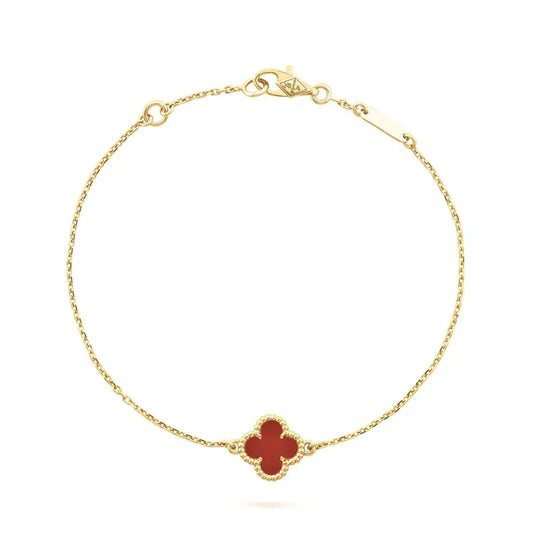 [Auream]CLOVER  CARNELIAN SINGLE FLOWER BRACELET