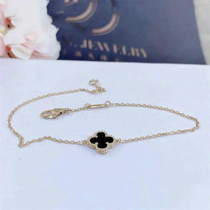 [Auream]CLOVER ONYX SINGLE FLOWER BRACELET