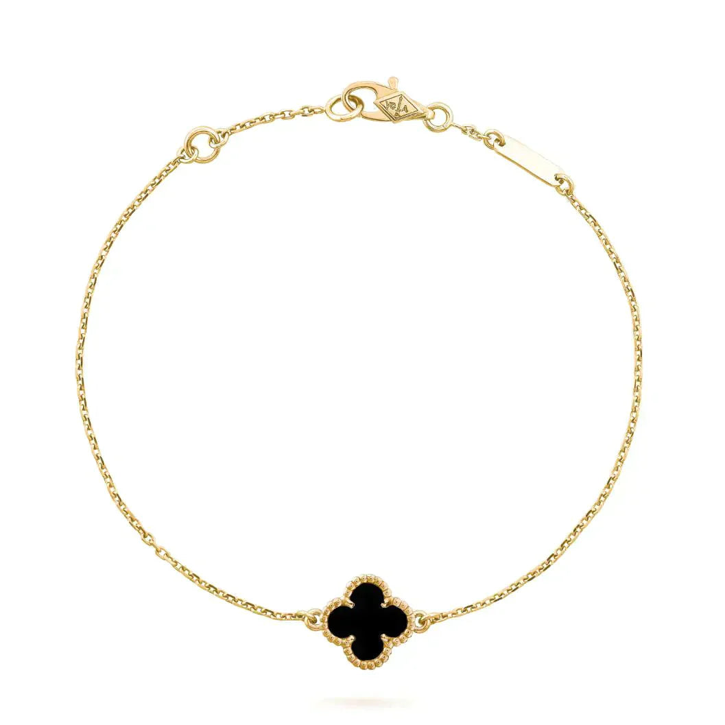 [Auream]CLOVER ONYX SINGLE FLOWER BRACELET