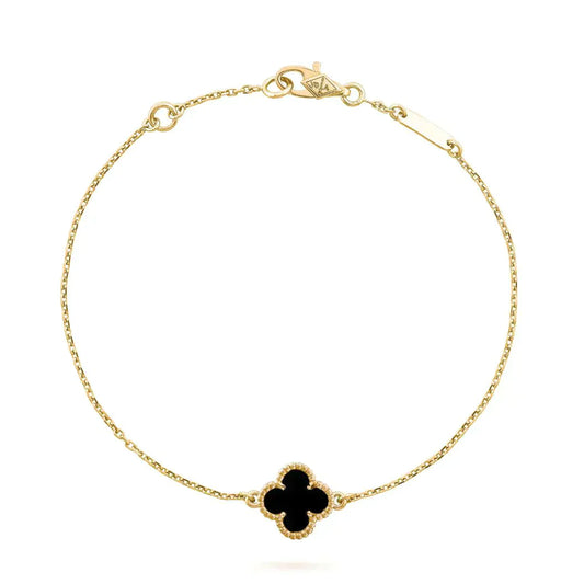 [Auream]CLOVER ONYX SINGLE FLOWER BRACELET