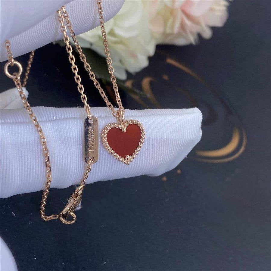 [Auream]SWEET CLOVER CARNELIAN HEART NECKLACE