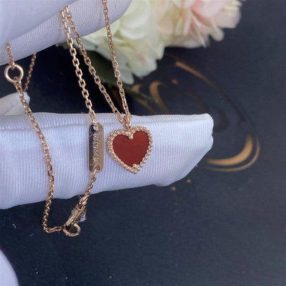 [Auream]SWEET CLOVER CARNELIAN HEART NECKLACE