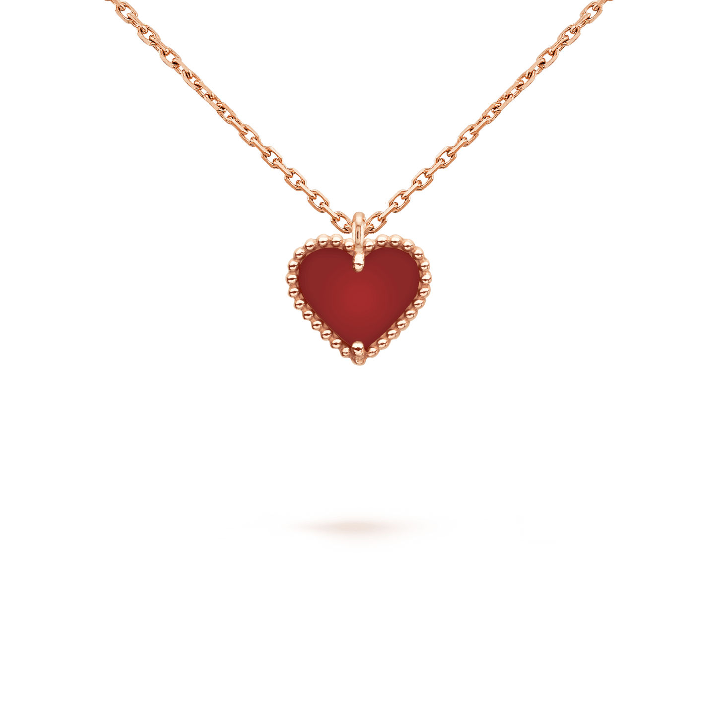 [Auream]SWEET CLOVER CARNELIAN HEART NECKLACE